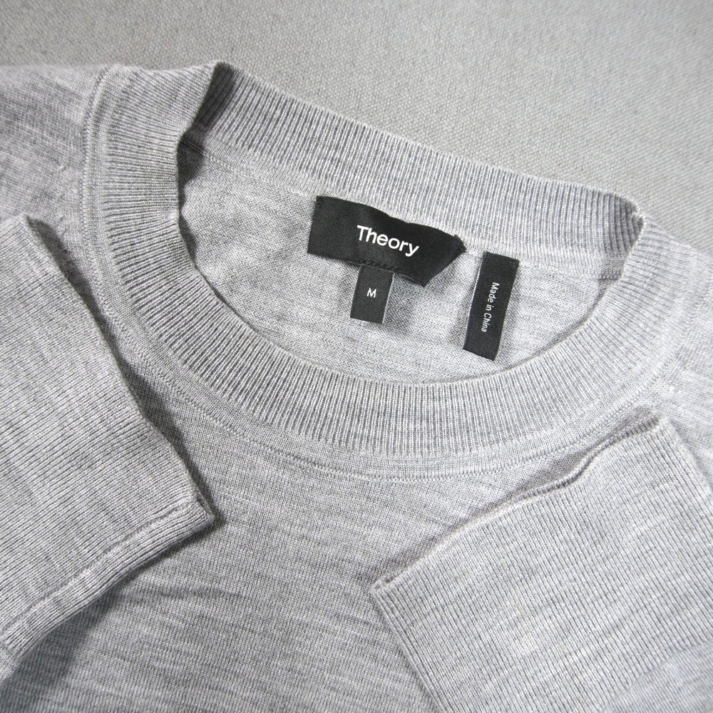 Theory Regal Knit Wool Crew Neck Essential Layering Long Sleeve Men Sweater M